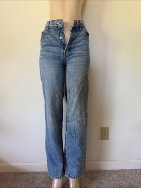 REVICE Women's Straight Leg Button-Fly Jeans in Blue Wash 26